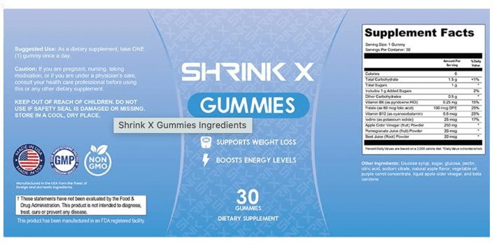 Shrink X Ingredients